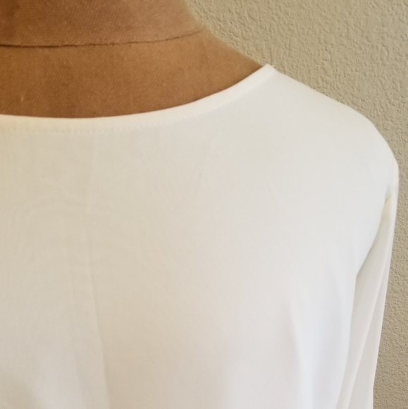 NWT JENNIFER LOPEZ Cream Sheer Long Sleeve Top - Picture 2 of 10